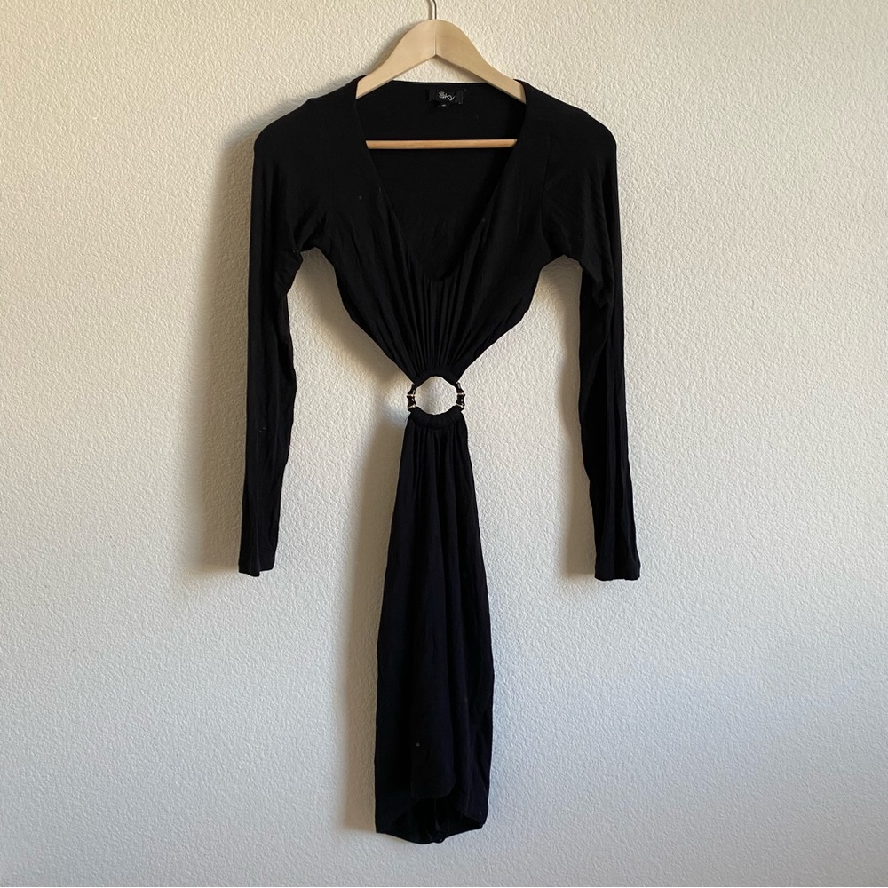 Sexy Black Cutout Dress w Ring Detail